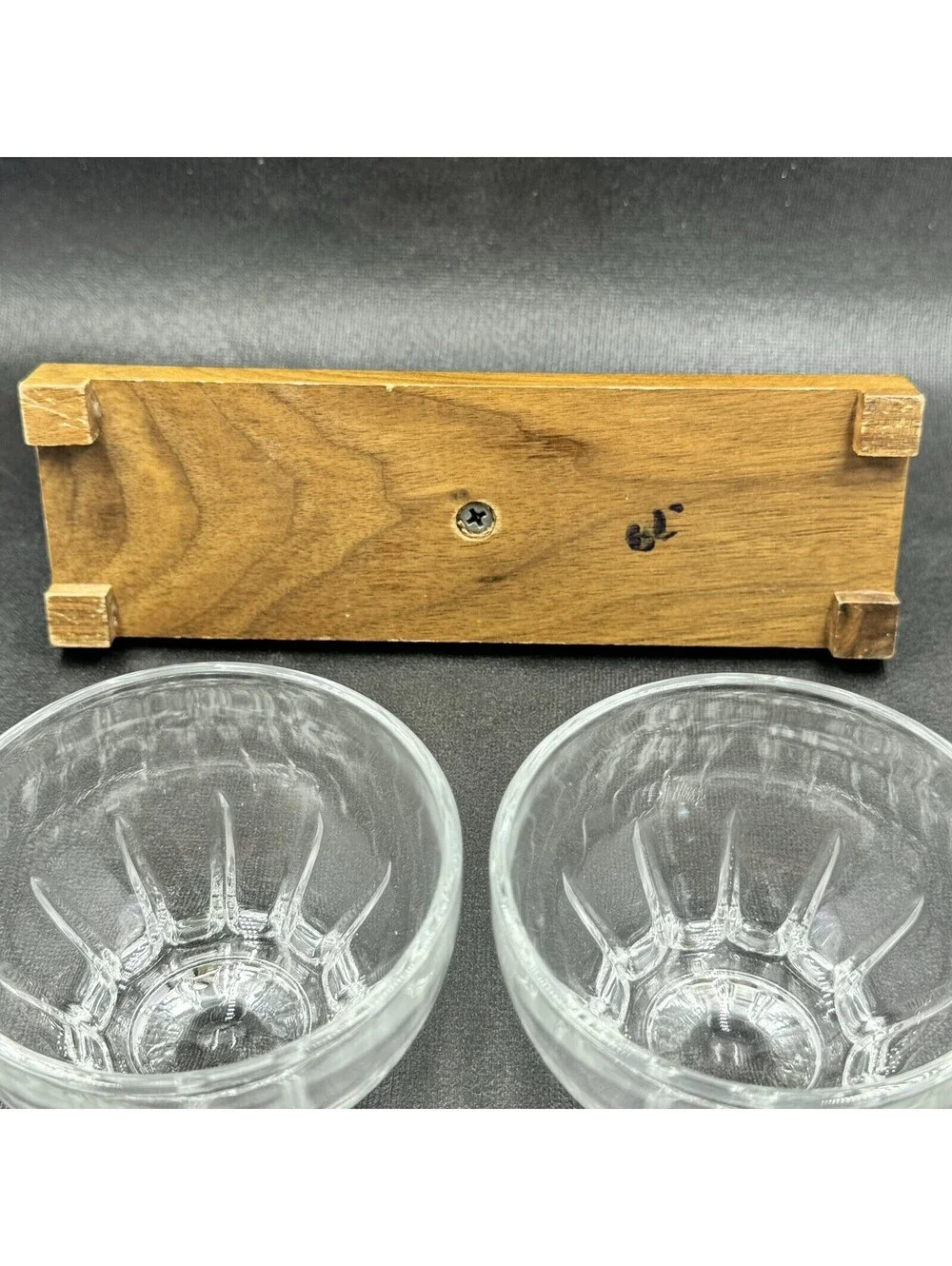 Vintage Bourbon Whiskey Glasses w Wood Carrying Case 6oz Barware Mancave Tiki